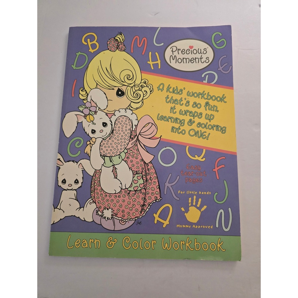 VTG Precious Moments Learn & Color Workbook 2004 Paradise Press Kid Activity New